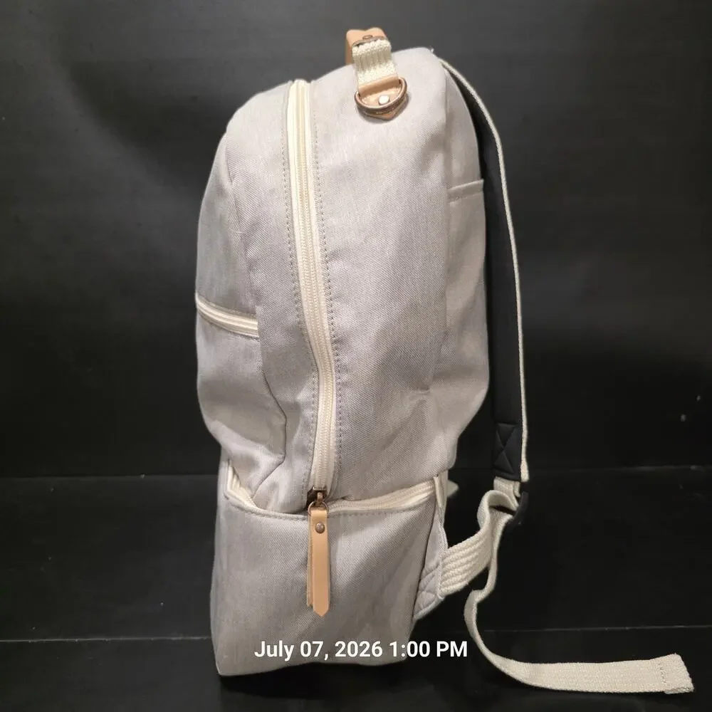 Petunia Pickle Bottom Gray Floral Diaper Bag Boxy Backpack With Changing Pad